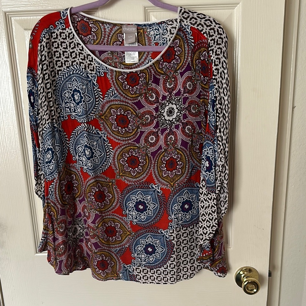 Chico's Women's Multicolor Patterned Tunic Top